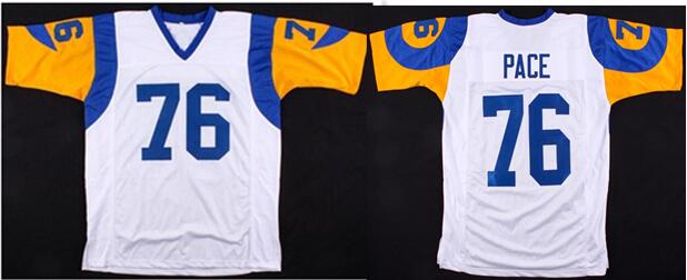 Men's Los Angeles Rams #76 Orlando Pace White Throwback Stitched NFL Jersey